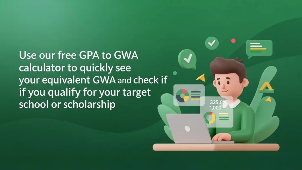 Easily convert your GPA to GWA using our free calculator and find out if you meet school or scholarship requirements.