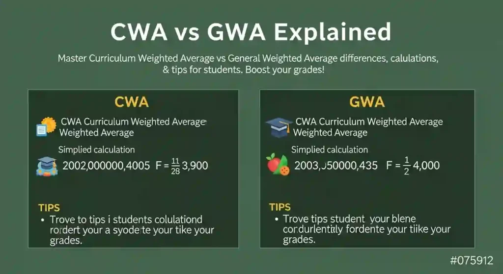 CWA vs GWA Explained Master Curriculum Weighted Average vs General Weighted Average—differences, calculations & tips for students. Boost your grades!